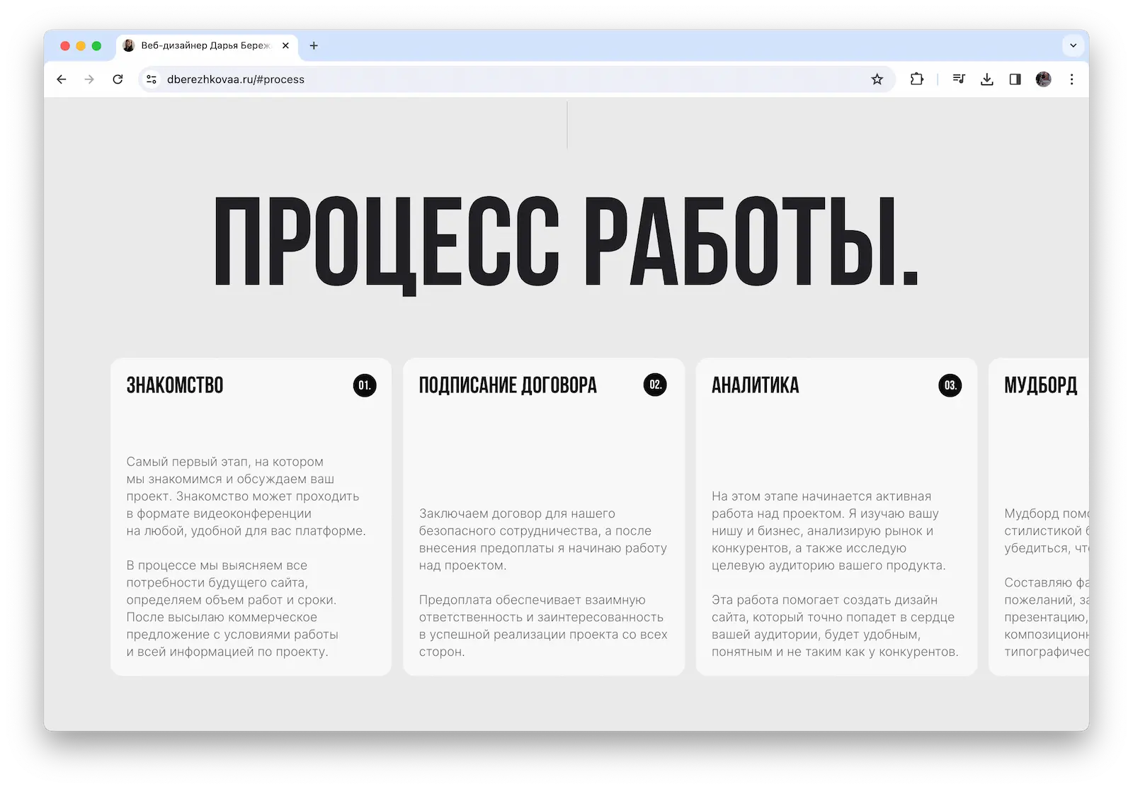 Портфолио веб-дизайнера — описание процесса работы